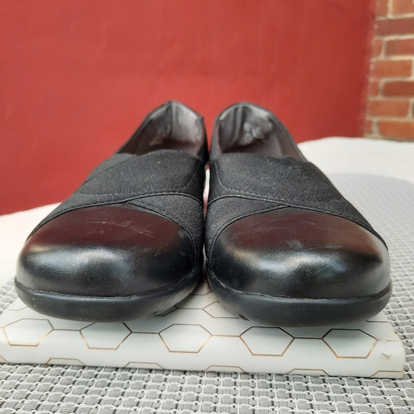 Clarks Medora Jem Stretch Cross Strap Flats Slip On Comfort Loafers 7 Black - Picture 4 of 11